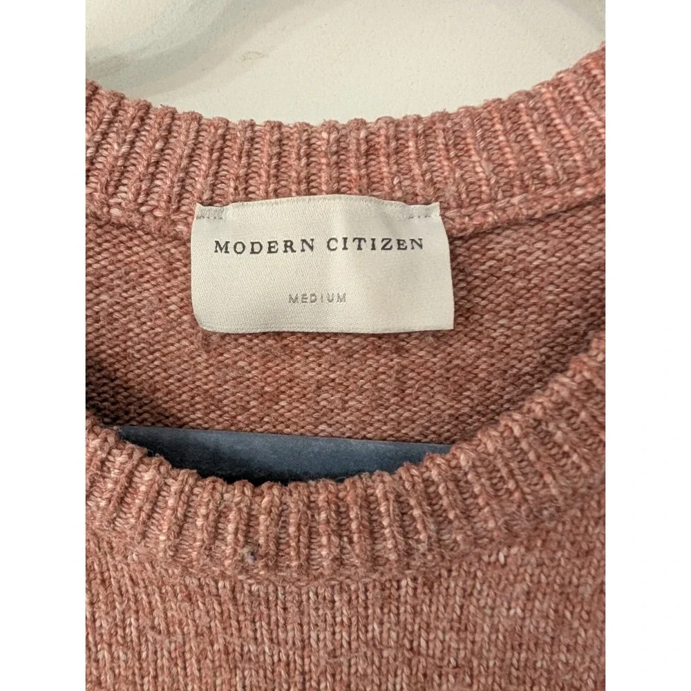 Modern Citizen Womens Pink Marl Ribbed Crewneck Sweater medium minimalist